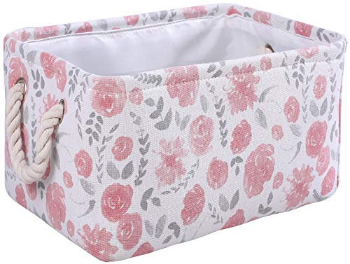 MZIMIK Rectangular Storage Basket Collapsible Organizer Bin Thick Toy Box for Organizing Home/Dorm/Kitchen/Pet/Office/Closet/Shelf/Gift Baskets(rose)