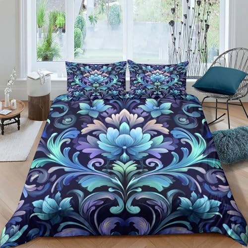 Drap de couette floral 3D bleu pour la chambre des enfants et adolescents - 4