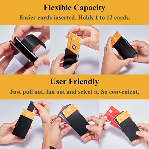 Feiyen Men Minimalist Metal Wallet For Husband Dad From Wife Son Daughter | American Flag Protector Hero | Slim Mini Rfid Blocking Wallet | Personalized Gift Aluminum Pull Card Holder With Cash Strap #TOP2