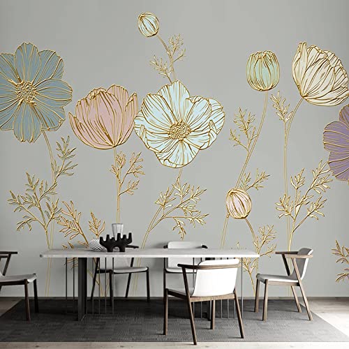 Custom Photo Wallpaper Light Luxury Plant Flower 3D Líneas En Relieve Mural Sala De Estar Tv Sofá Dormitorio Home Decor 250Cm(W)×175Cm(H)