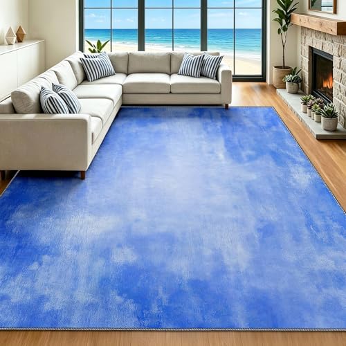 Alfombra de salón azul grande para crear un comedor acogedor 3