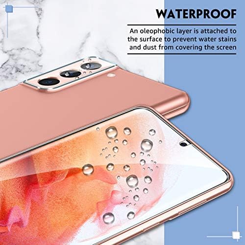 UniqueMe [2+2 Pack] for Samsung Galaxy S21 Screen Protector [Not Glass], 2 Pack HD Flexible TPU Film and 2 Pack Tempered Glass Camera Lens Protector,Support Fingerprint Unlock, Case Friendly