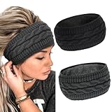 2 Stück Winter Stirnband Damen Strick Ohrenwärmer Stirnbänder Haarband Mädchen Geknotet...