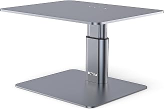 BoYata Monitor Stand, Riser Monitor For Desktop Metal Adjustable Height Storage, Stand Monitor Table Compatible with iMac, PC, TV, Printer, Computer-Grey