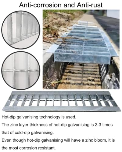 Image of Galvanized Steel Drain Grate, Driveway Channel Cover 20x3 in 2pk