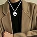 Just Follow Hollowing Face Eye Alien Pendant Necklace Science Fiction Cartoon Head Portrait Necklace Jewelry for Women Men Birthday Gifts (Silver)