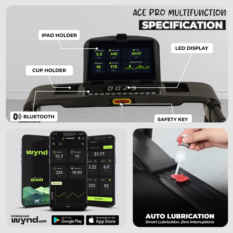 Image of Durafit91 Ace Pro Multifunction 4.5 HP Peak BLDC Motorized Treadmill | 20 Level Auto Incline | Home Cardio | 16 Km /Hr Max Speed | 120 Kg Max User Weight | Free Installation Assistance | DFIHBIM6