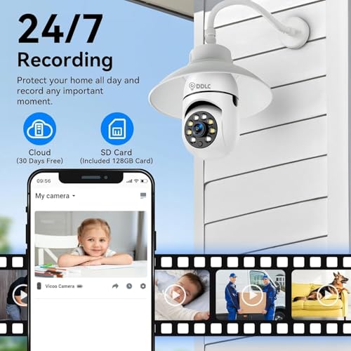 Image of DDLC 3MP WiFi Light Bulb Camera for Home Office Outdoor | 360 Rotation | Color Night Vision |1080p | Motion Detection | Two Way Audio | Wireless Home Security with Mobile App V380 Pro (Light Bulb)