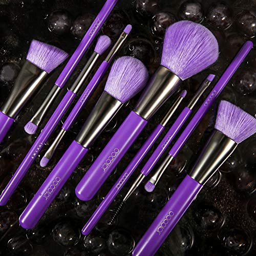 Docolor Makeup Brushes 10 Piece Neon Purple Makeup Brush Set Premium Synthetic Kabuki Foundation Blending Face Powder Mineral Eyeshadow Make Up Brushes Set