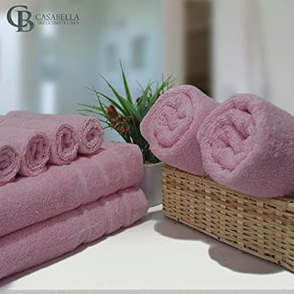 Casabella Luxus Handtuchballen aus 100 % ägyptischer Baumwolle – 8 Stück – 550 g/m²… (Pink) – Bild 7