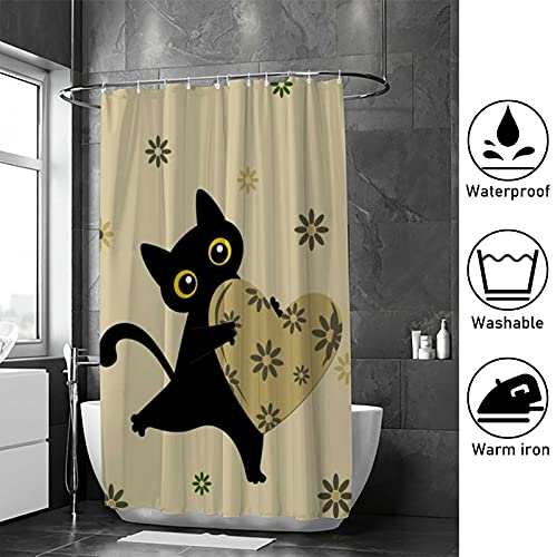 Rideau de douche lavable en machine polyester chat noir 182x183 - 5