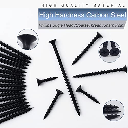 high hardness drywall screws assortment kit 166 pcs coarse thread phillips drive black wood screws screws assortment screws set 6 sizes 321-121-14134