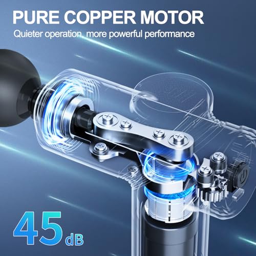 Image of LEERCON Massage Gun Deep Tissue, Silent Motor and Portable Massage Gun with 4 Interchangeable Heads for Deep Muscle Relief and Relaxation, Relax Gift, Black