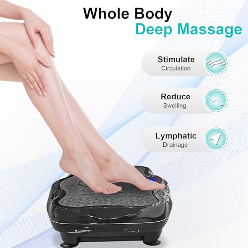 Plataforma vibratoria para ejercicio de 330 lb, equipo para entrenamiento en casa y viaje para pérdida de peso, tonificación y bienestar, 120 niveles de velocidad y 5 programas preestablecidos, color negro miniatura 5