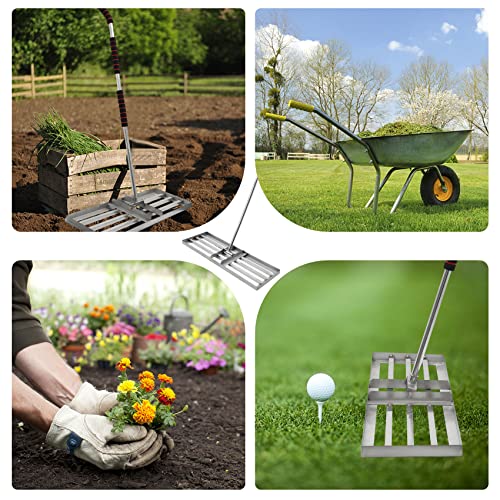Lawn Leveling Rake, 30”X10” Lawn Leveling Tool, Heavy Duty Yard Leveling Rake With Soft Handle, Lawn Leveler For Garden Backyard, Golf Lawn, Farm And Pasture, Level Soil Or Dirt Ground Surface Easily #TOP5