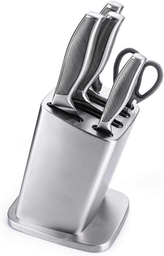 Amosfun Slot Stainless Steel Knife Holder with Skid Design for Organized Scissor and Cutter Storage for Indoor and Outdoor Use Silver