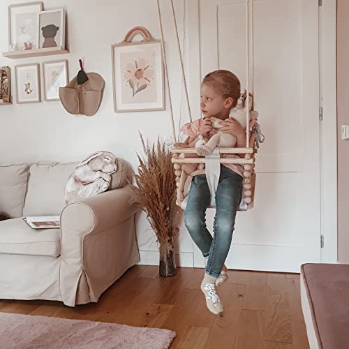 MAMOI® Balancoire Bebe pour Interieur, Siege balançoire pour bébé, Balancelle de Coton en Bois Naturel, Baby Swing pour Enfant à partir de 3 en 1 – Image 5