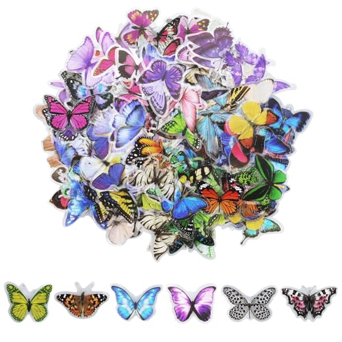 240 autocolantes de borboleta PET impermeáveis transparentes coloridos resina decorativa para natureza, álbuns de recortes, planejadores, portáteis, artesanato, manuais, trabalhos manuais em papel,