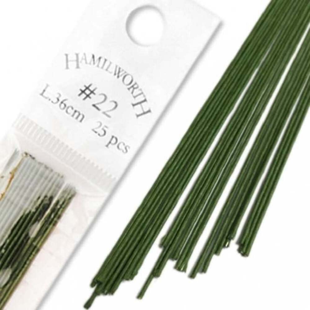 Hamilworth Superior Grade Wires #22 Gauge - Dark Green (Pack of 25)