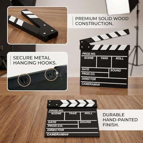 Clapet de film noir en bois acrylique, clapet de réalisateur pour films, accessoires Shoot Clapboard, clapet série télévisée, publicité, décoration d'intérieur, décoration de cinéma – vue 4