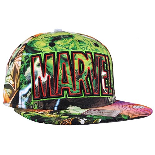 Marvel Incredible Hulk Snapback Hat Sublimated Green