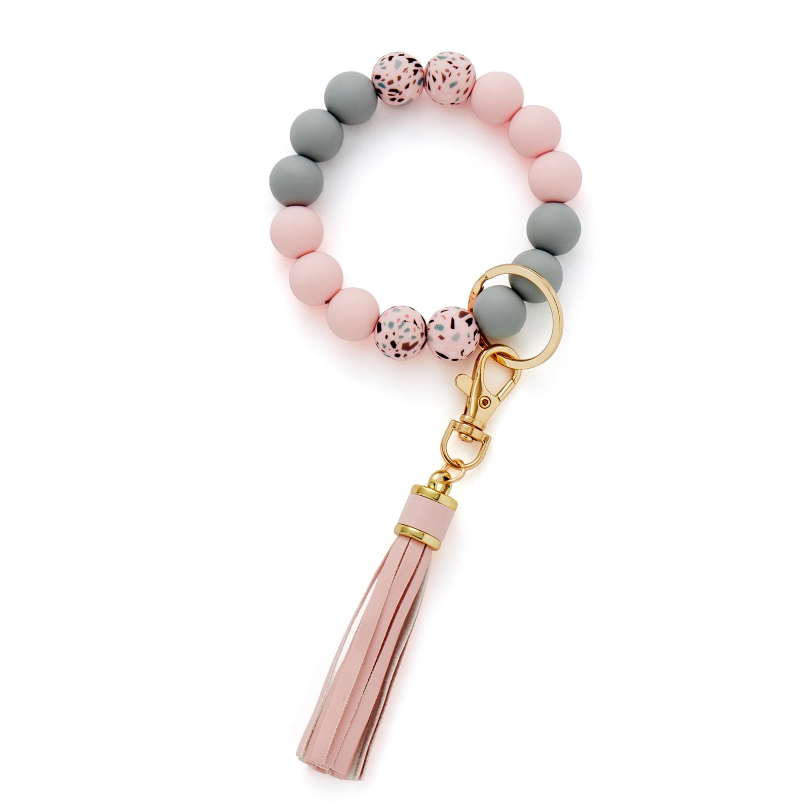 CHUQING Schlüsselanhänger Armband Autoschlüsselanhänger Perlen Schlüsselarmband Schlüsselbund auto Frau Schlüsselkette Silikonperlen Schlüsselband Kurz für Damen Frauen