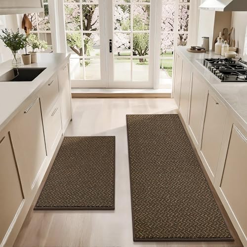 COSY HOMEER Kitchen Rugs 20"x32" Non-Slip Kitchen Mats for Floor Absorbent Stain Resistant Kitchen Floor Mat Machine Washable Rugs for Kitchen,Hallway,Sink,Black Black 20inX32in