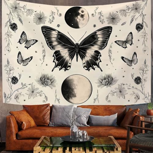 Tapisserie murale fleur et lune bohème pour créer un cocon relaxant dans votre salon