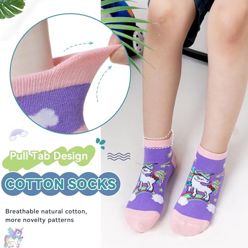 Image of Eyean Kids Ankle Cotton Socks Cute Animal Pattern Soft Non Slip Boys Girls No Show Socks 6 Pairs