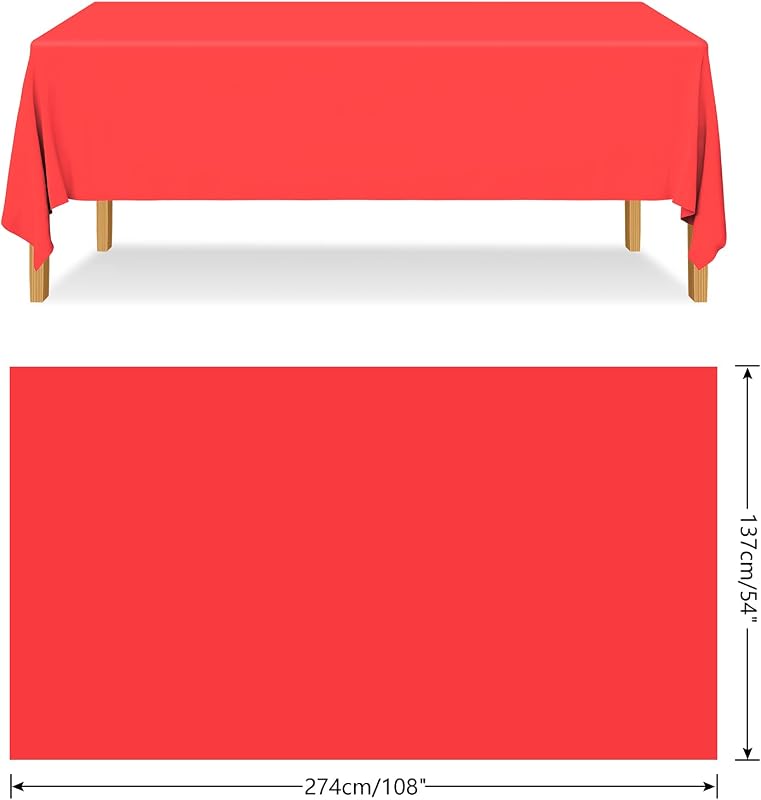 ELECLAND Piros Műanyag Asztalterítő Szett - 3 db Vízálló Téglalap Alakú Terítő (137x274 cm) Partikhoz, Esküvőre, Születésnapra