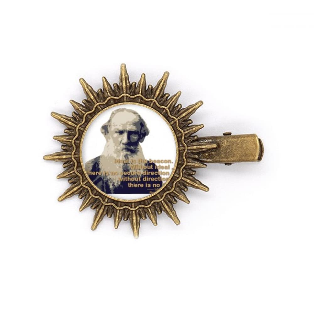 compTolstoy Russian Writer Motto Hairpin Sun Headwear Retro Metal Clips Pin