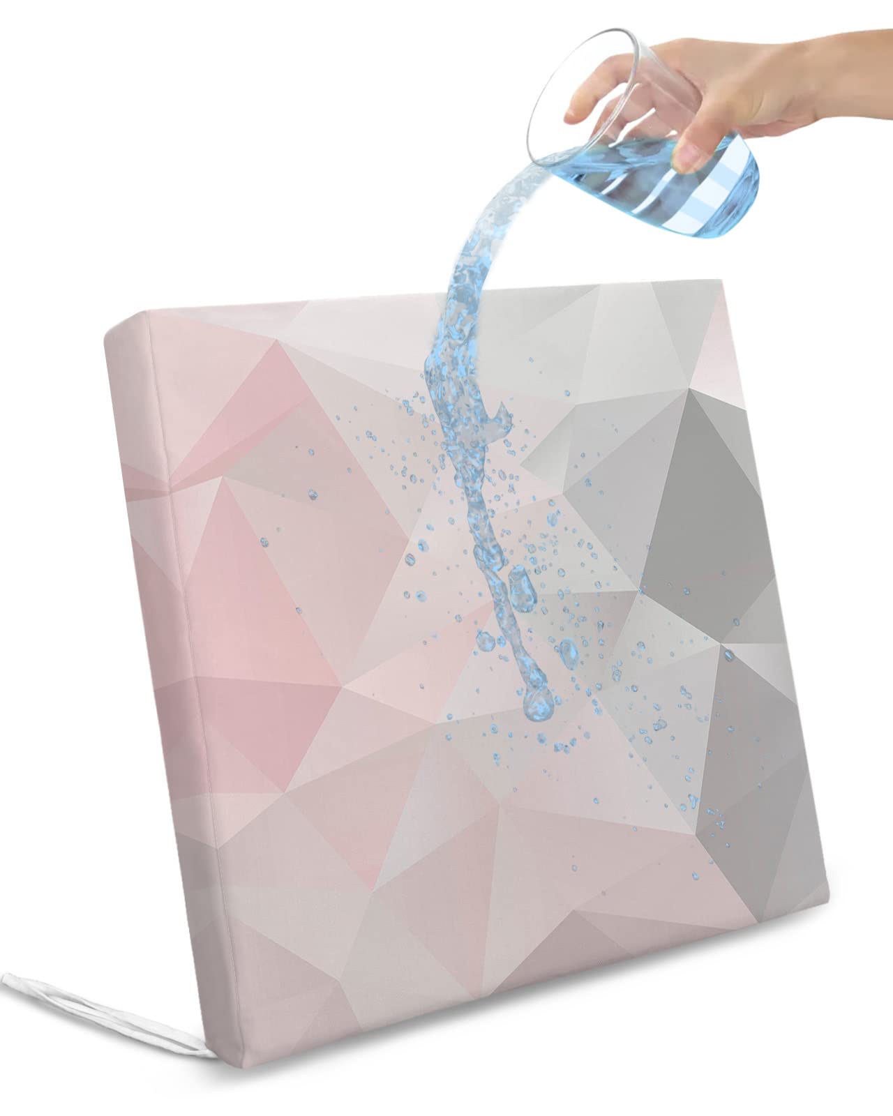 Edwiinsa Geometric Indoor/Outdoor Seat Cushions Cover,Waterproof Patio Chaise Lounge Cushion Cover for Beach Pool Side Chair Cushions 20x18x2 Pieces Pink Grey Ombre Abstract Geometric