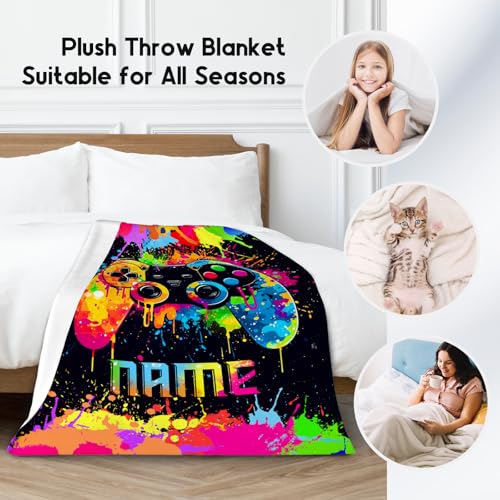 Boys Throw Blankets - Custom Gaming Gifts - 4 Sizes Cool Gamer Throw for Adults - Cozy Soft Fleece Blanket for Couch Bed
