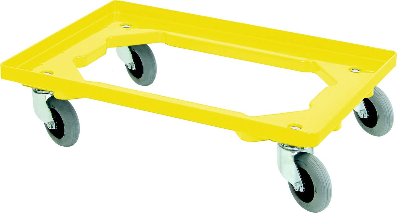 BRB Spar-Set, 6X Transportroller mit Flüsterrollen, für Behälter 600x400 mm oder 2X 400x300 mm (Gelb)