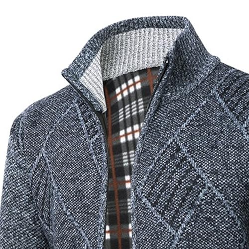 Mens Casual Full Zip Knitted Cardigan Classic Stand Collar Fleece Lined Outwear Casual Slim Fit Long Sleeve Warm Sweater2