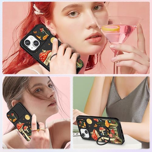 Image of Funermei for iPhone 13 /for iPhone 14 Case - Women Girls Cute Phone Cover Girly Pretty Aesthetic Mushroom Plant Unique Design with Camera Cover Funda for Apple for iPhone 13 /for iPhone 14