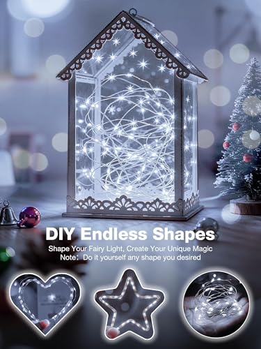 Image of 6Pack Fairy Lights with Timer, 7ft 20 LED Twinkle Light Battery Operated 3 Modes, Mini String Lights for Christmas Trees Wreath Party DIY Mason Jars Bottles Decor, Cold White