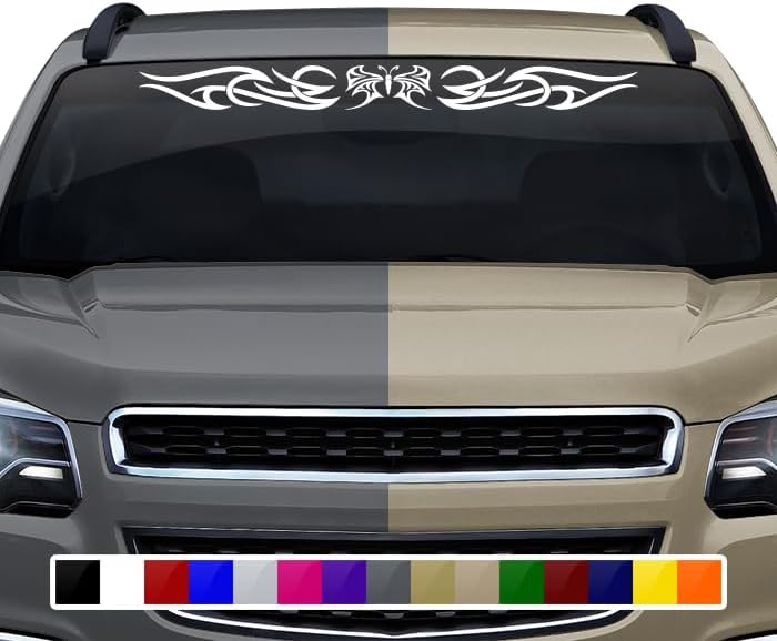 Calcomanía de mariposa para parabrisas, pancarta de vinilo con diseño tribal de desplazamiento para automóvil, camión, SUV, vehículo, delantero y