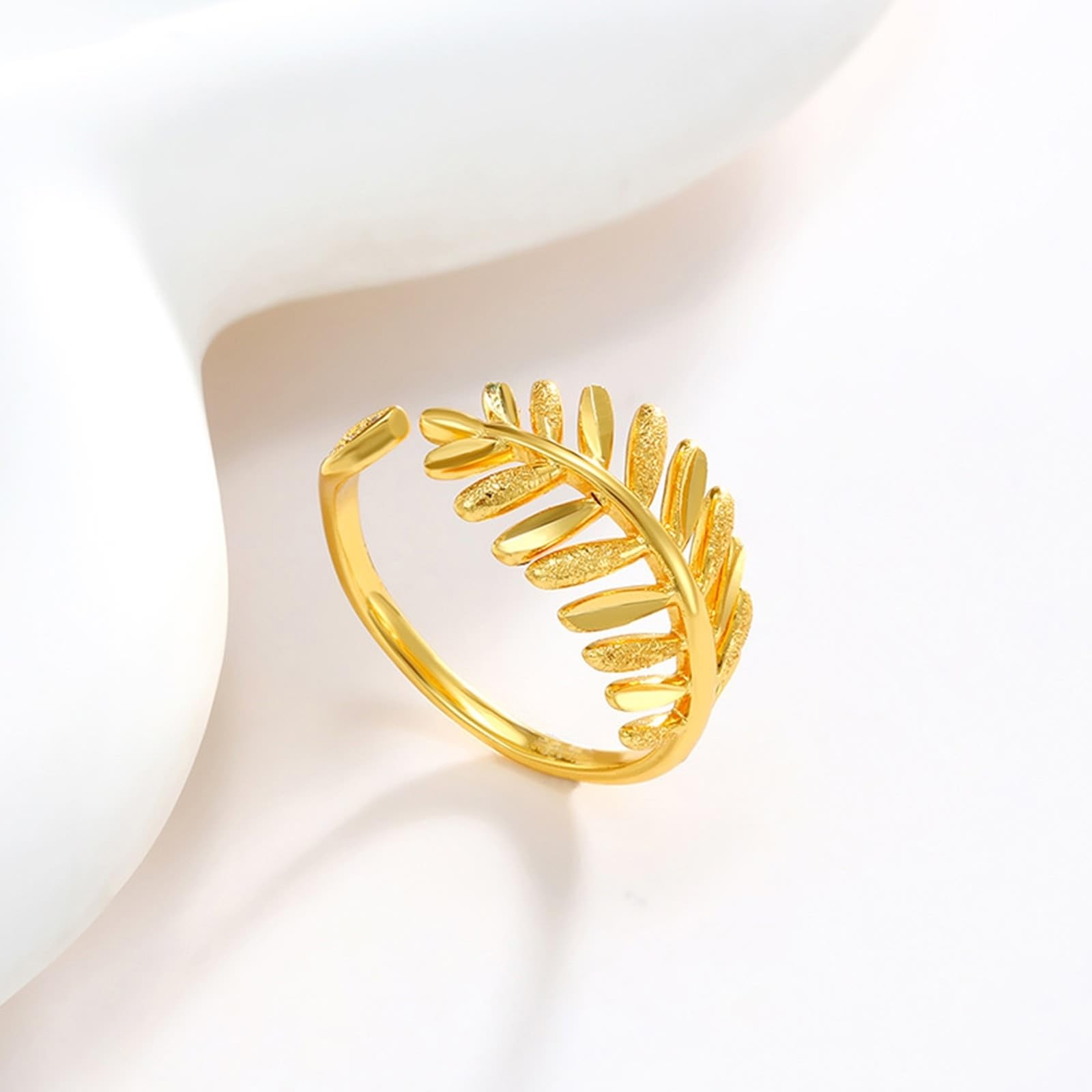 Anillo de boda de oro blanco de 9 K/14 K/18 K con moissanita, hoja abierta