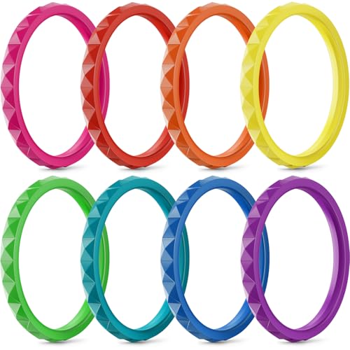 Image of Egnaro Silicone Wedding bands women:2.5mm Wide - 2mm Thick Gold and Silver Rubber Rings with Half Size,4-8 Variety Multipack