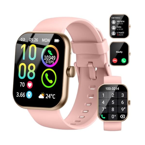 Smart Watch (Answer/Make Calls), 1.96″HD Smartwatch for Women Men, 2025 Activity Tracker with Heart Rate Monitor, Sleep Trackers, Pedometer,SpO2, IP68 Waterproof, Fitness Watch for Android iOS Pink