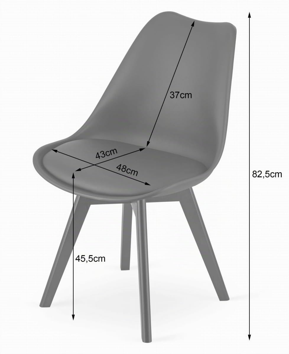 Juego de 2 sillas de Comedor Negras – Asientos Acolchados de plástico con tapizado en Polipiel y Patas Negras, combinación de Confort y Estabilidad.