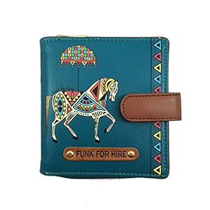 Funk For Hire Women Printed Petrol Blue Leatherette Wallet