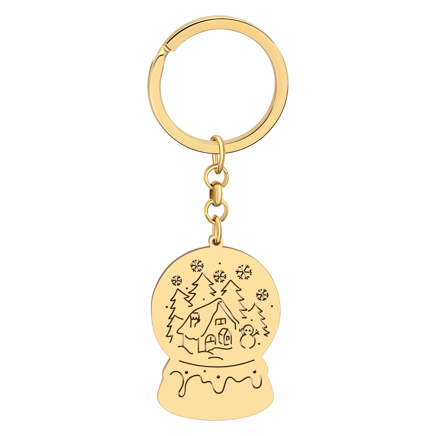 DOWAY Stainless Steel Christmas Tree Snowflake Keychain Candy House Snowman Keyring Decorations for Women Girl Car Key Charms