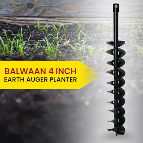 Image of BALWAAN Krishi 4-Inch Double Spiral Drill Planter | 10 cm Post Hole Digger for Fast & Efficient Planting|PT-4D