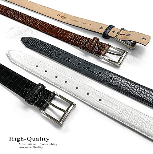 Joseph Gold/Grove Silver / J2 Genuine Full-Grain Cowhide Leather Designer Dress Belt 1-3/8"(35mm) Wide4