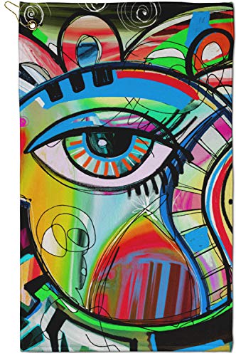 Abstract Eye Painting Golf Towel - Poly-Cotton Blend - Small