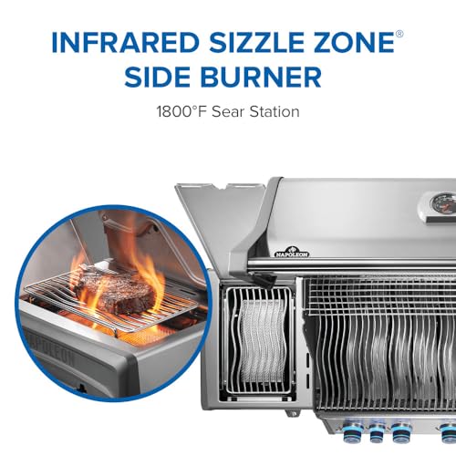 Image of Napoleon Rogue PRO-S 625 Natural Gas Grill with Infrared Side and Rear Burners, Stainless Steel, Durable 7-Burner Outdoor BBQ