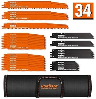 HORUSDY 34-piece Metal Reciprocating Saw Blade Set & Wood Pruning Reciprocating Saw Blades