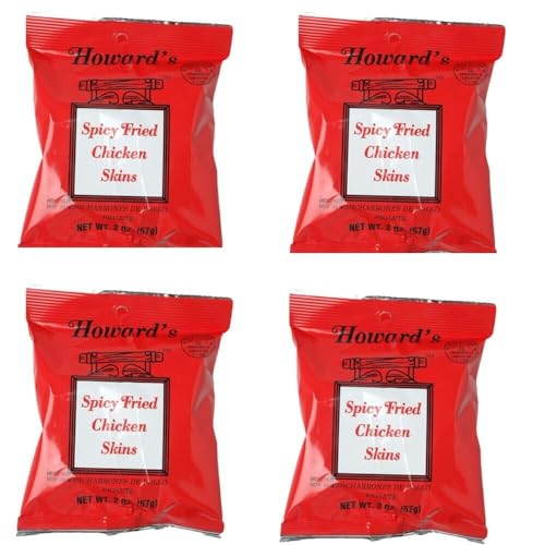 Howards Spicy Crispy Fried Chicken Skins - Chicharrones de Pollo 1.5oz Pack of 4
